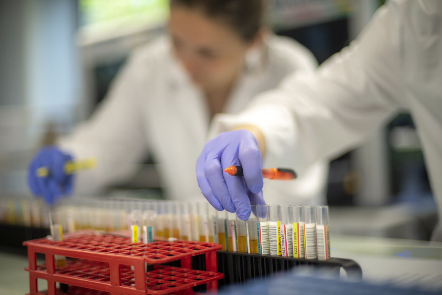 Laboratoire QBD Angers geste mains © EFS Thomas Gogny